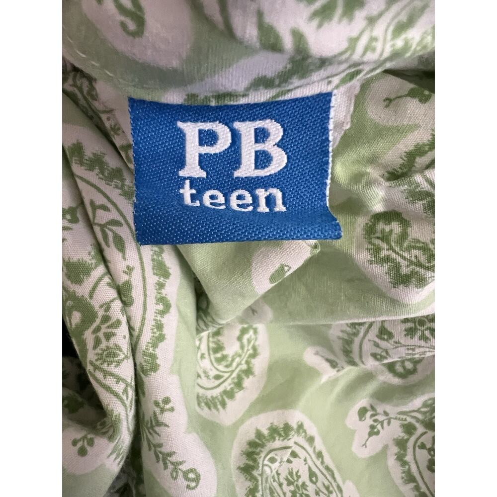 Pottery Barn Teen Full/Queen Duvet Cover Mint Green Paisley Cotton * Read Flawed